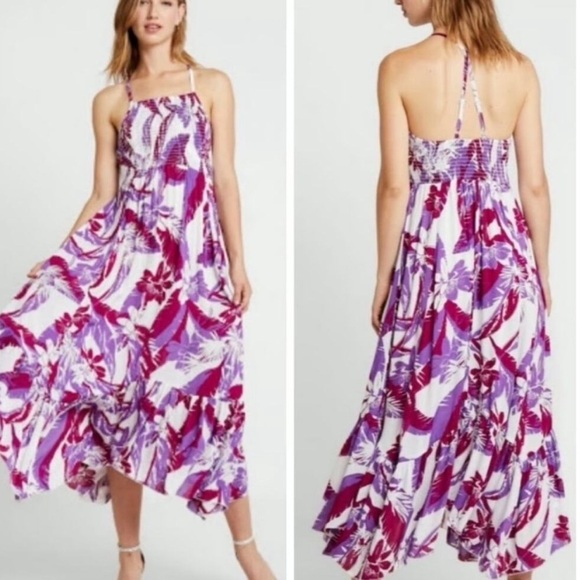 Free People Dress Womens XS Intimately FP Heat Wave Floral Strappy Tropical Maxi - Picture 7 of 10